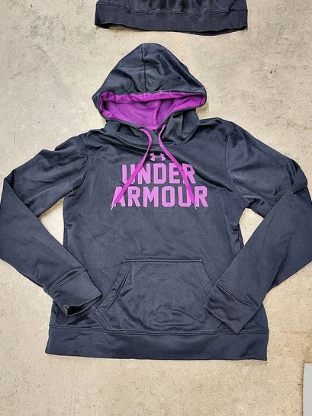 Under Armour Fleece Big Logo Hoodie Gray & Pink Size Medium